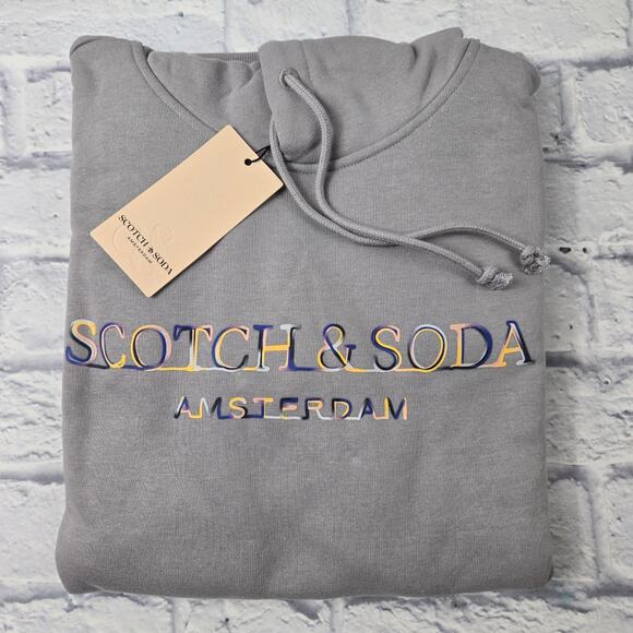 NWT Scotch & Soda Fleece Gray Men's Pullover Hoodie Graphic Spellout size Large - Picture 4 of 16